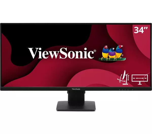 Viewsonic VA3456-MHDJ 34" IPS Ultra-Wide Monitor, 2xHDMI, Display Port, WQHD, 75Hz, 4ms, Freesync, Speakers, VESA, Height Adjust, Black-PCR Business Solutions Ltd